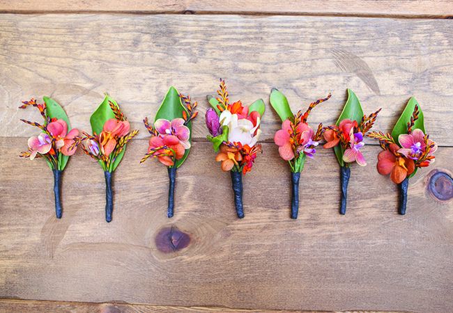 You’ll Love the Bright Colors and Tropical Bouquets in This Granola-Glam Wedding