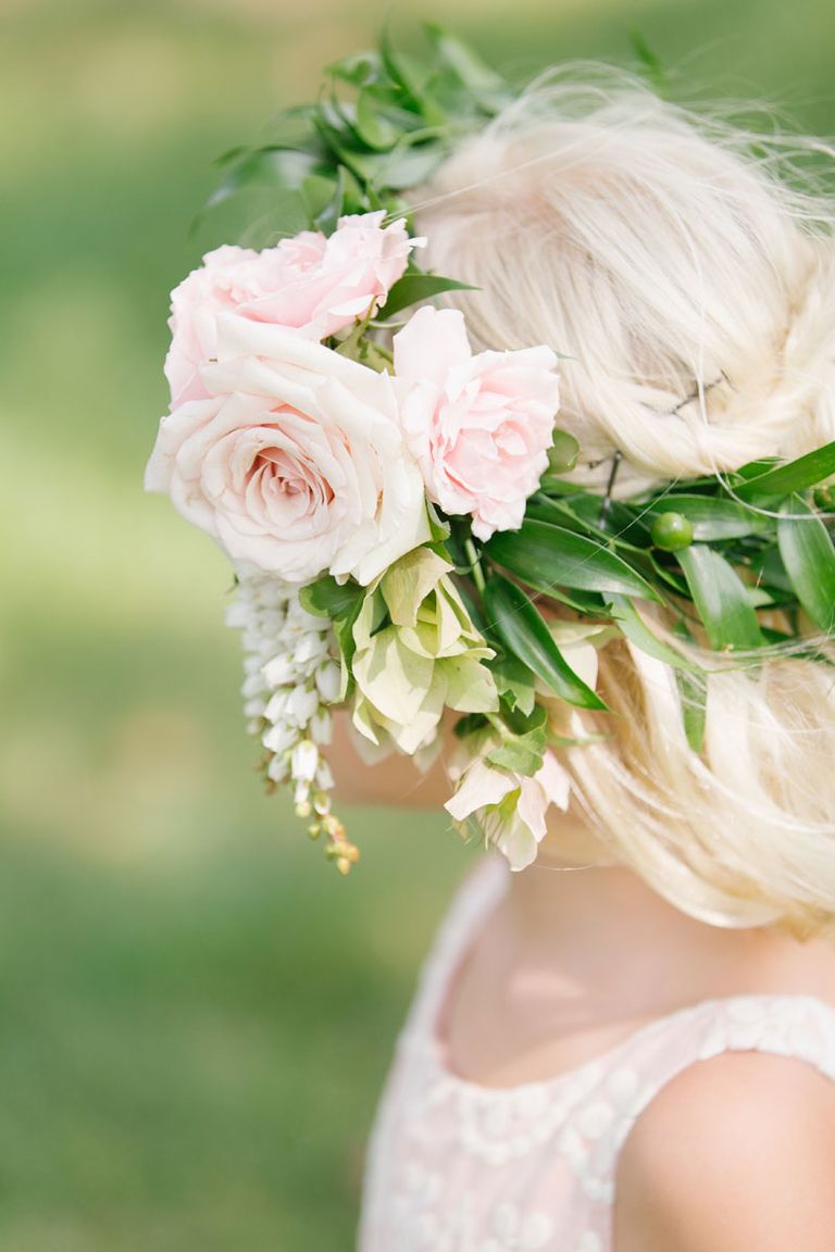Flower Crown Wedding Hairstyles for Brides and Flower Girls