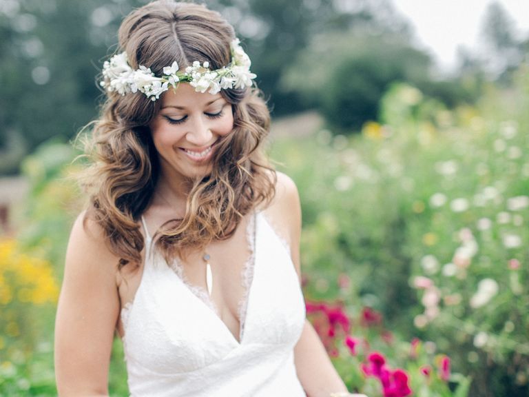 Flower Crown Wedding Hairstyles for Brides and Flower Girls